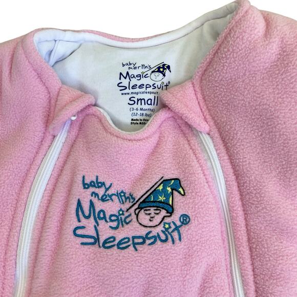 Baby Merlin's Magic Sleepsuit Sz Small 3-6 mo Pink Warm Cozy Swaddle Transition - Picture 5 of 11
